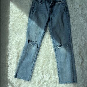 Tinseltown Light Blue Distressed Straight Leg Jeans